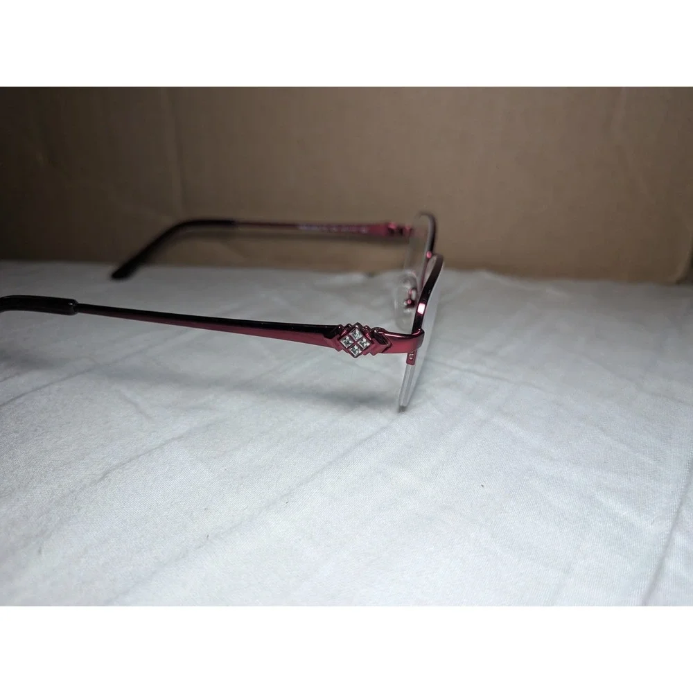 TRES JOLIE EYEGLASSES FRAME 173 614 RED BURGUNDY 51-17-135 HALF RIMLESS MS41